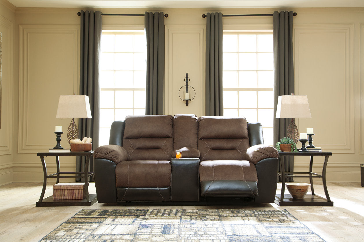 Earhart Chestnut Reclining Loveseat with Console - 2910194 - Bien Home Furniture &amp; Electronics