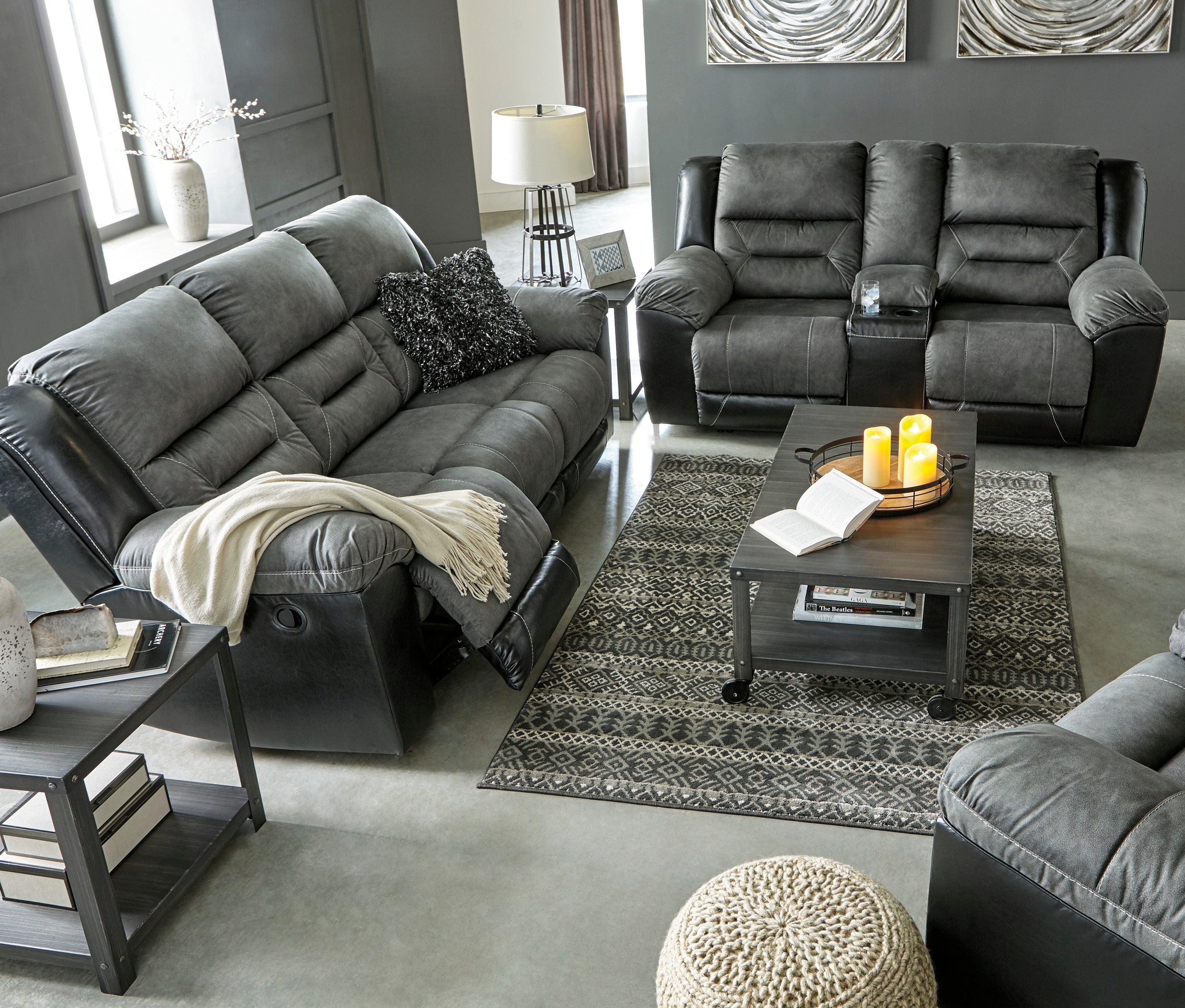 Earhart Slate Reclining Living Room Set - SET | 2910288 | 2910294 | 2910225 - Bien Home Furniture &amp; Electronics