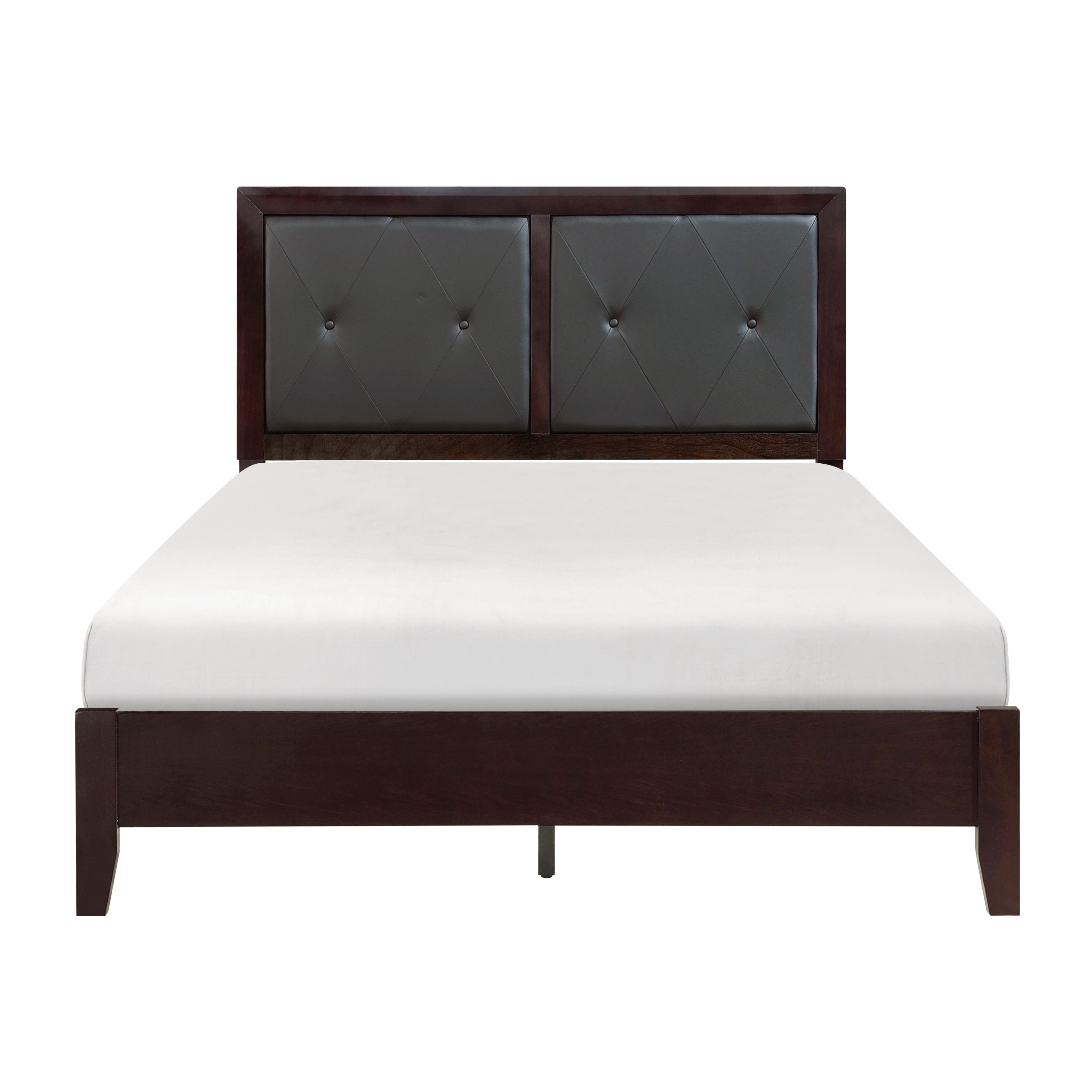 Edina Espresso Queen Upholstered Panel Bed - SET | 2145-1 | 2145-2 | 2145-3 - Bien Home Furniture &amp; Electronics