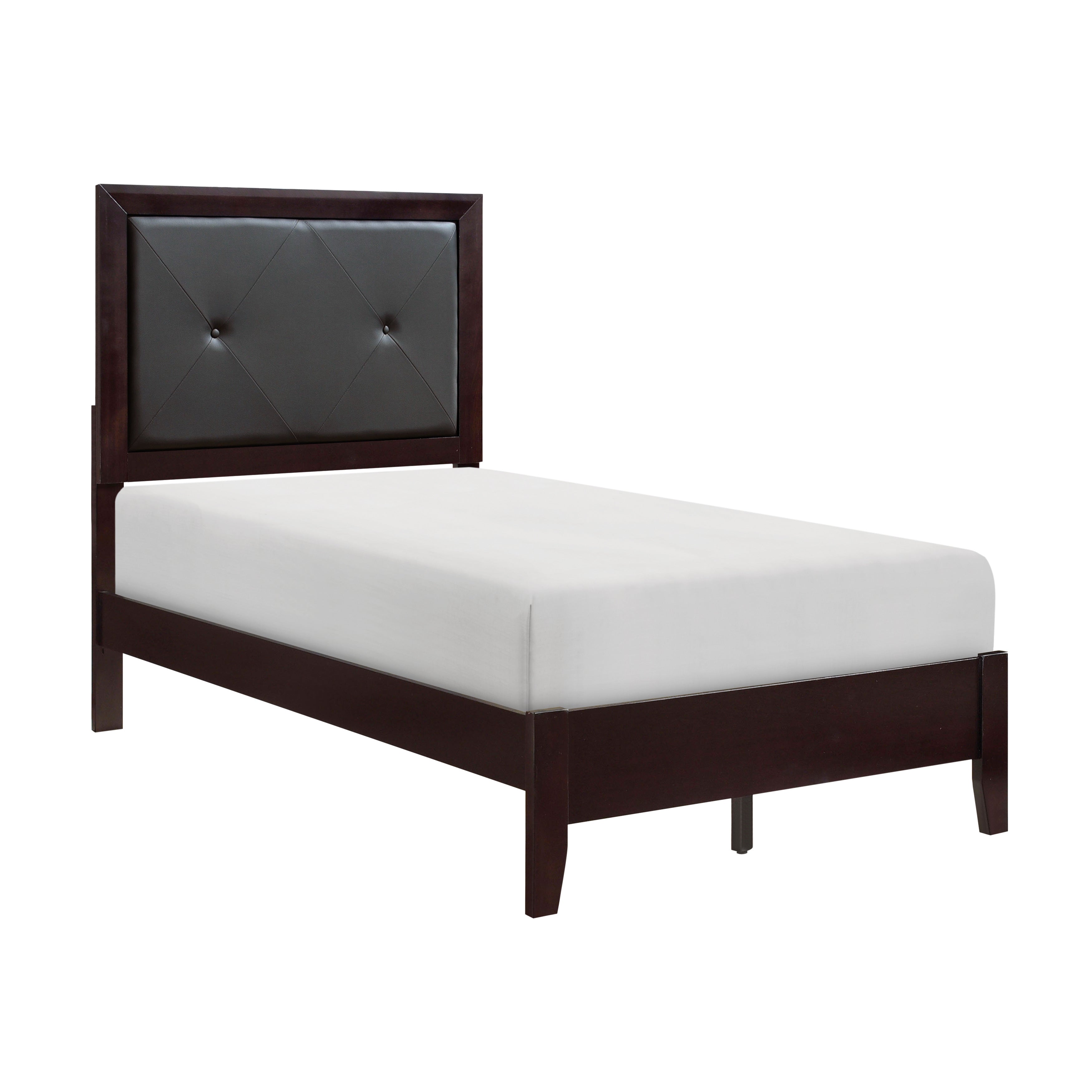 Edina Espresso Twin Upholstered Panel Bed - SET | 2145T-1 | 2145T-2 | 2145T-3 - Bien Home Furniture &amp; Electronics