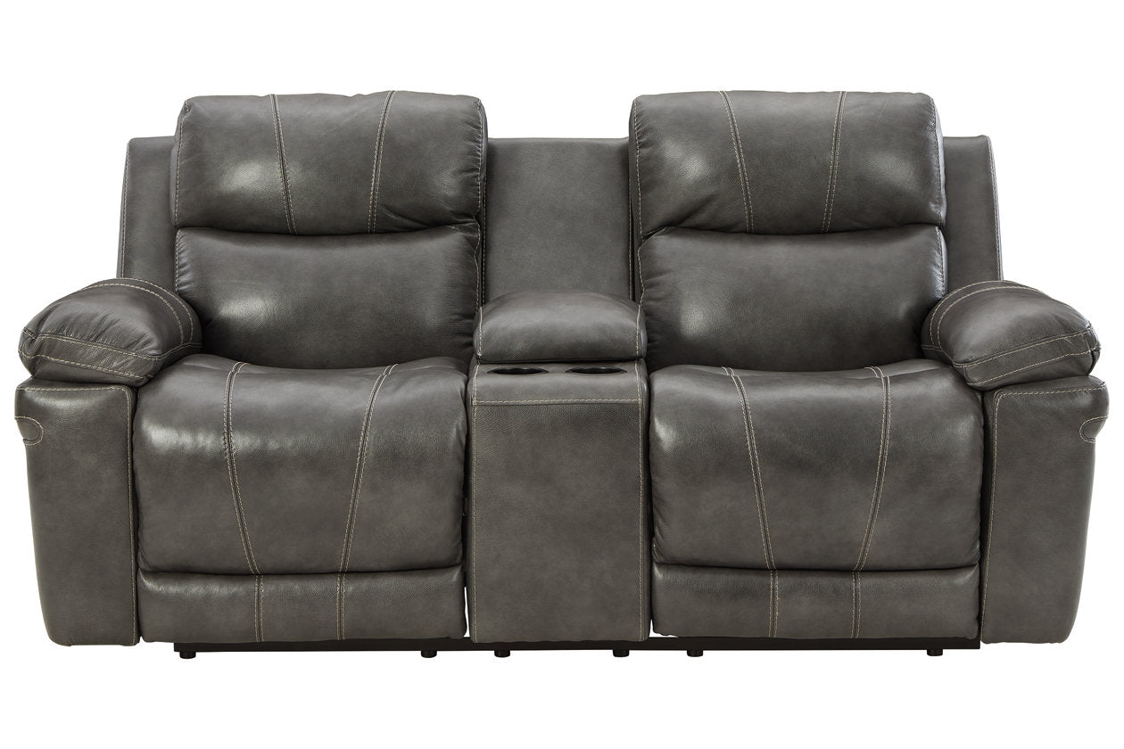 Edmar Charcoal Power Reclining Loveseat with Console - U6480618 - Bien Home Furniture &amp; Electronics