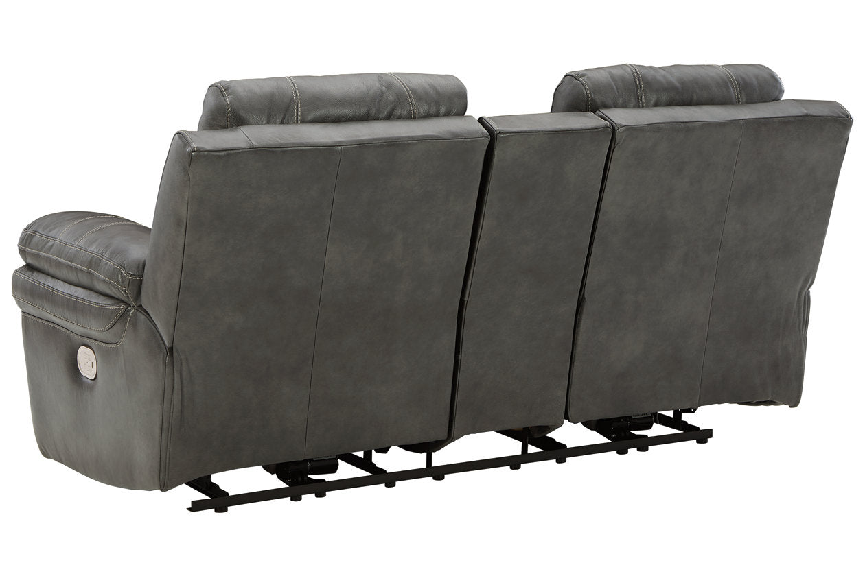 Edmar Charcoal Power Reclining Loveseat with Console - U6480618 - Bien Home Furniture &amp; Electronics