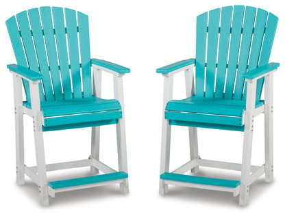 Eisely Turquoise/White Outdoor Counter Height Barstool, Set of 2 - P208-124 - Bien Home Furniture &amp; Electronics