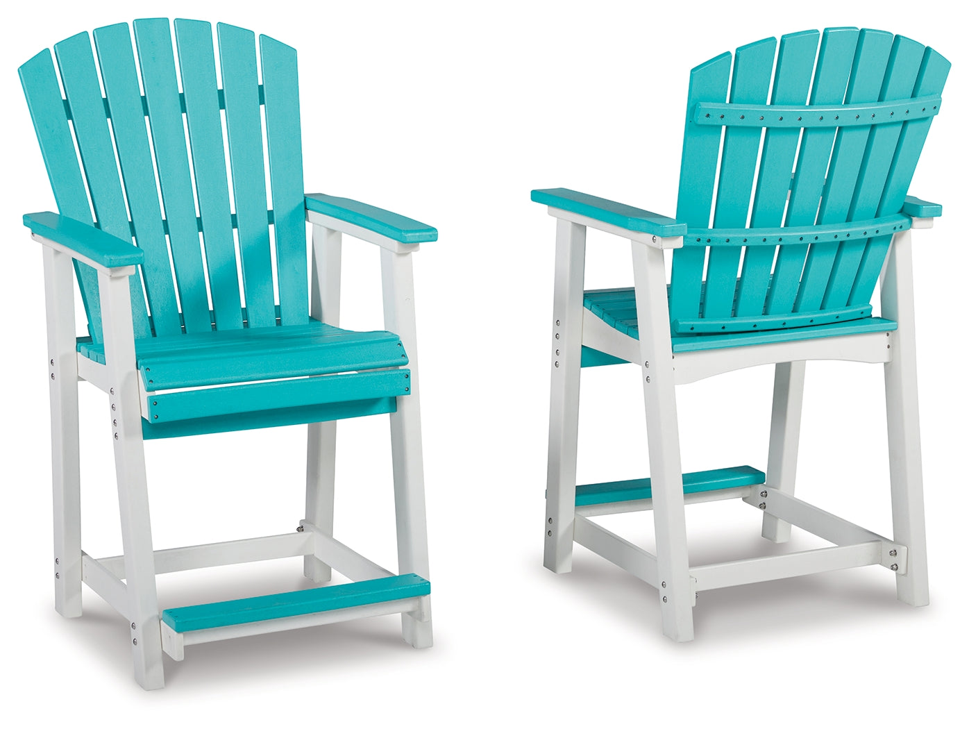 Eisely Turquoise/White Outdoor Counter Height Barstool, Set of 2 - P208-124 - Bien Home Furniture &amp; Electronics