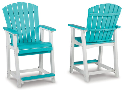 Eisely Turquoise/White Outdoor Counter Height Barstool, Set of 2 - P208-124 - Bien Home Furniture &amp; Electronics