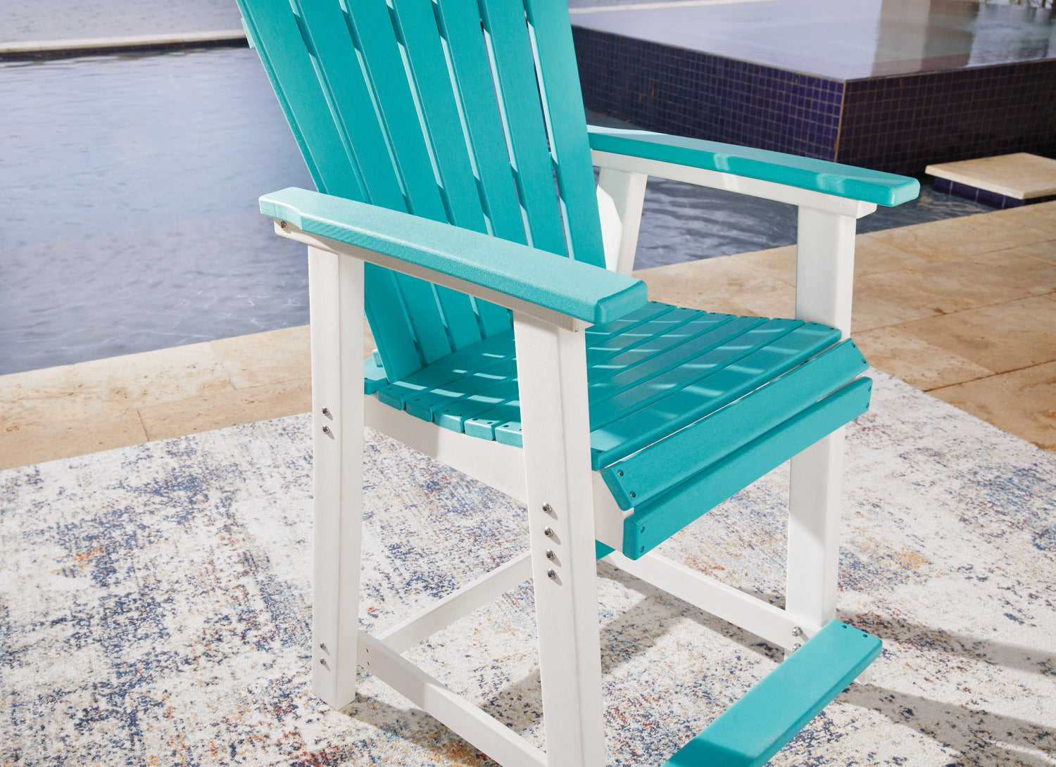 Eisely Turquoise/White Outdoor Counter Height Barstool, Set of 2 - P208-124 - Bien Home Furniture &amp; Electronics