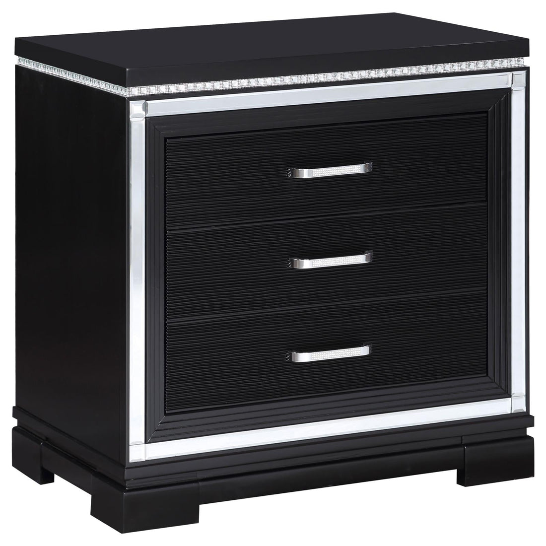 Eleanor Rectangular 3-Drawer Nightstand Silver/Black - 223362 - Bien Home Furniture &amp; Electronics