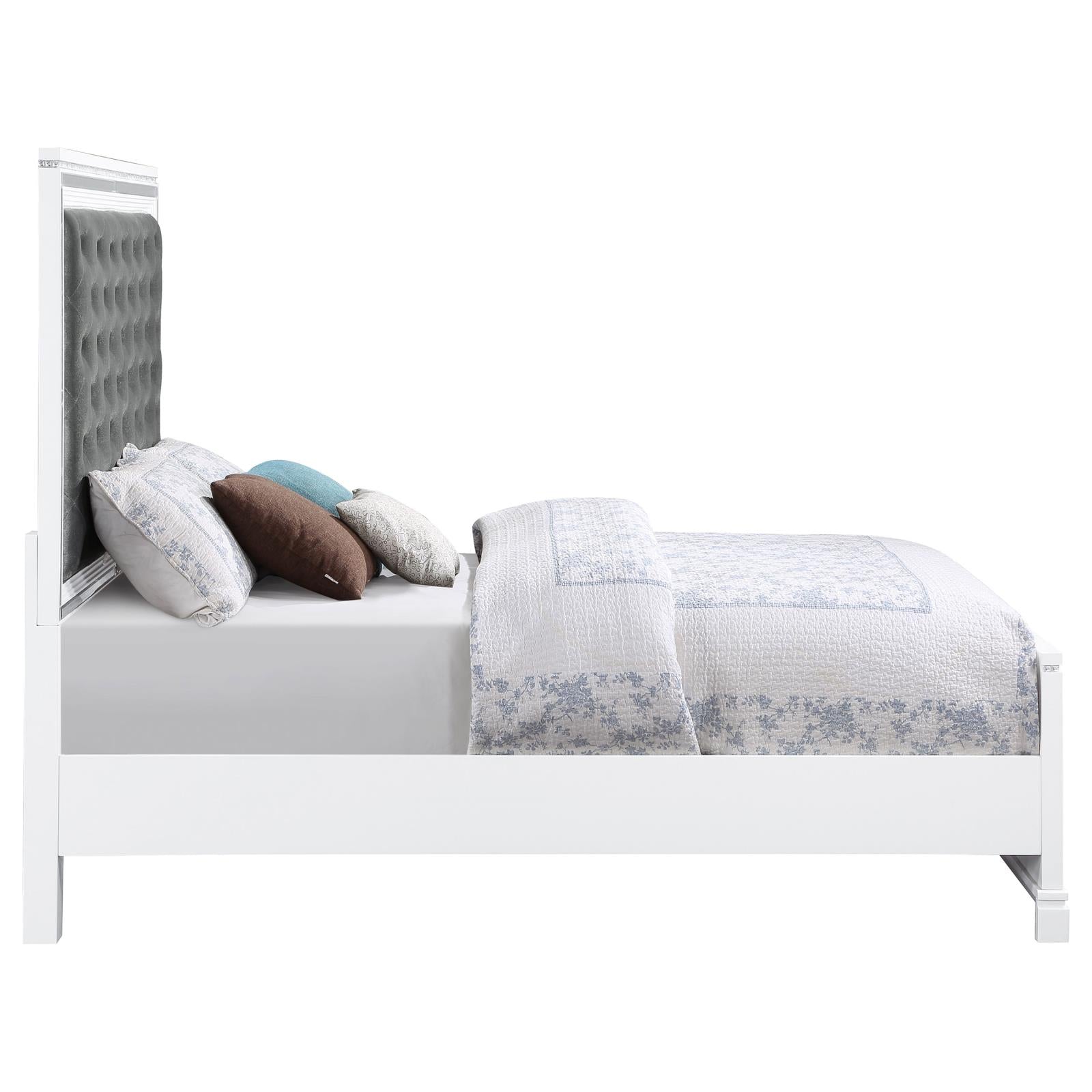 Eleanor Upholstered Tufted Bed White - 223561KW - Bien Home Furniture &amp; Electronics