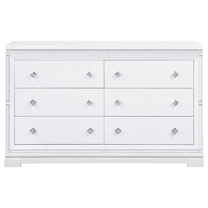 Eleanor White Rectangular 6-Drawer Dresser - 223563 - Bien Home Furniture &amp; Electronics