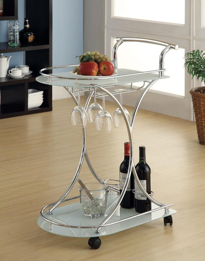 Elfman Chrome/White 2-shelve Serving Cart - 910002 - Bien Home Furniture &amp; Electronics