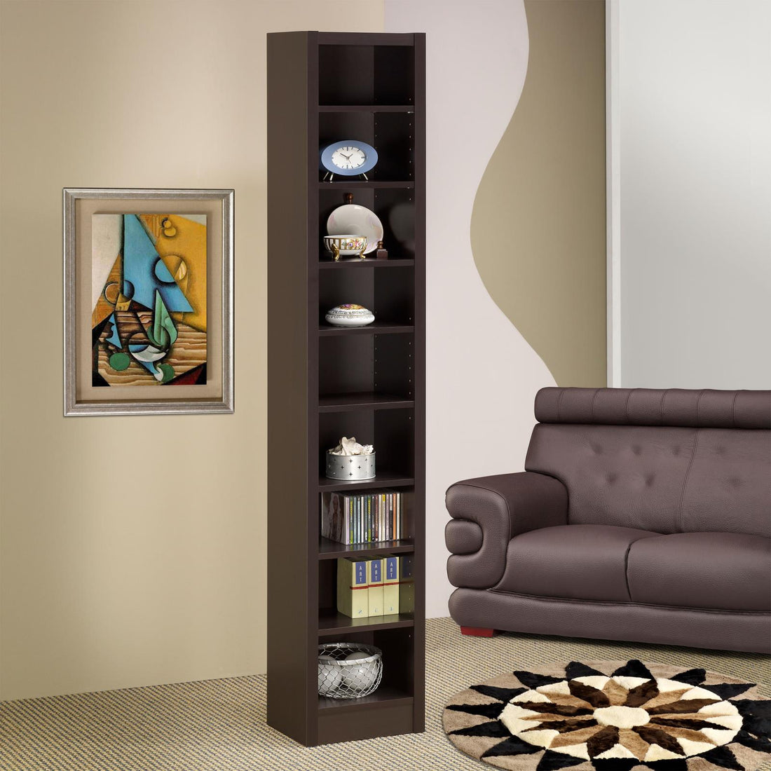 Eliam Cappuccino Rectangular Bookcase with 2 Fixed Shelves - 800285 - Bien Home Furniture &amp; Electronics