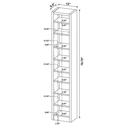 Eliam Cappuccino Rectangular Bookcase with 2 Fixed Shelves - 800285 - Bien Home Furniture &amp; Electronics