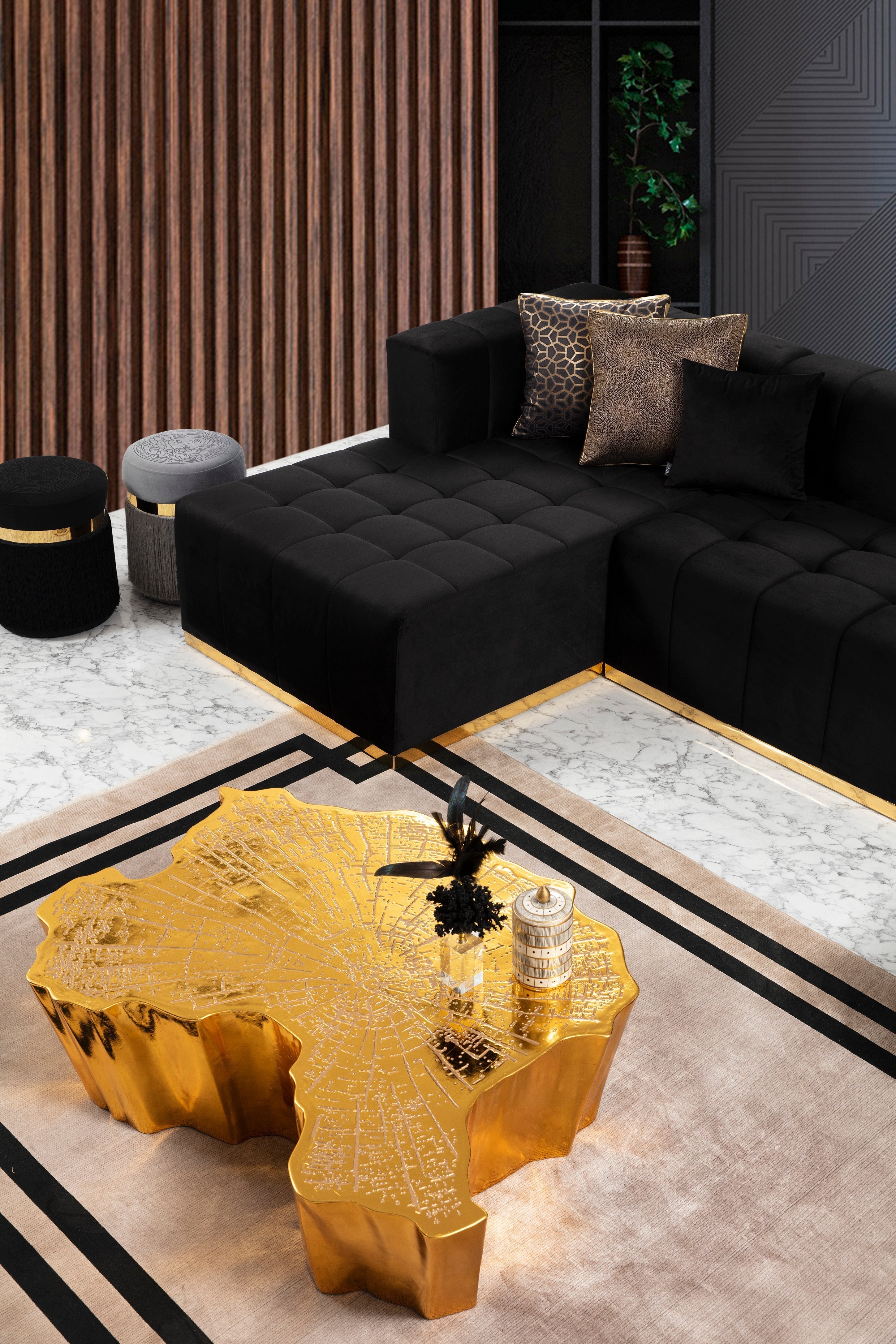 Elisha Black Velvet Double Chaise Sectional - ELISHABLACK-SEC - Bien Home Furniture &amp; Electronics