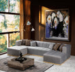 Elisha Gray Velvet Double Chaise Sectional - ELISHAGRAY-SEC - Bien Home Furniture & Electronics