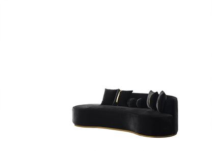 Ella Black Velvet Chaise Lounge - ELLABLACK-CH - Bien Home Furniture &amp; Electronics