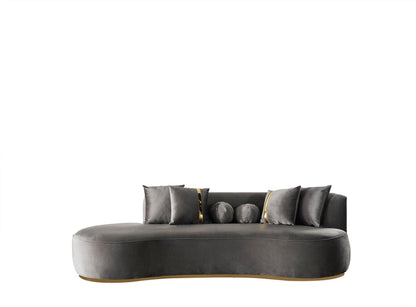 Ella Gray Velvet Chaise Lounge - ELLAGRAY-CH - Bien Home Furniture &amp; Electronics