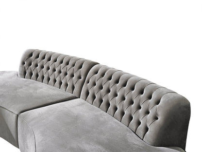 Ella Gray Velvet Curved Sectional - ELLAGRAY-SEC - Bien Home Furniture &amp; Electronics