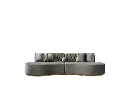 Ella Gray Velvet Curved Sectional - ELLAGRAY-SEC - Bien Home Furniture &amp; Electronics