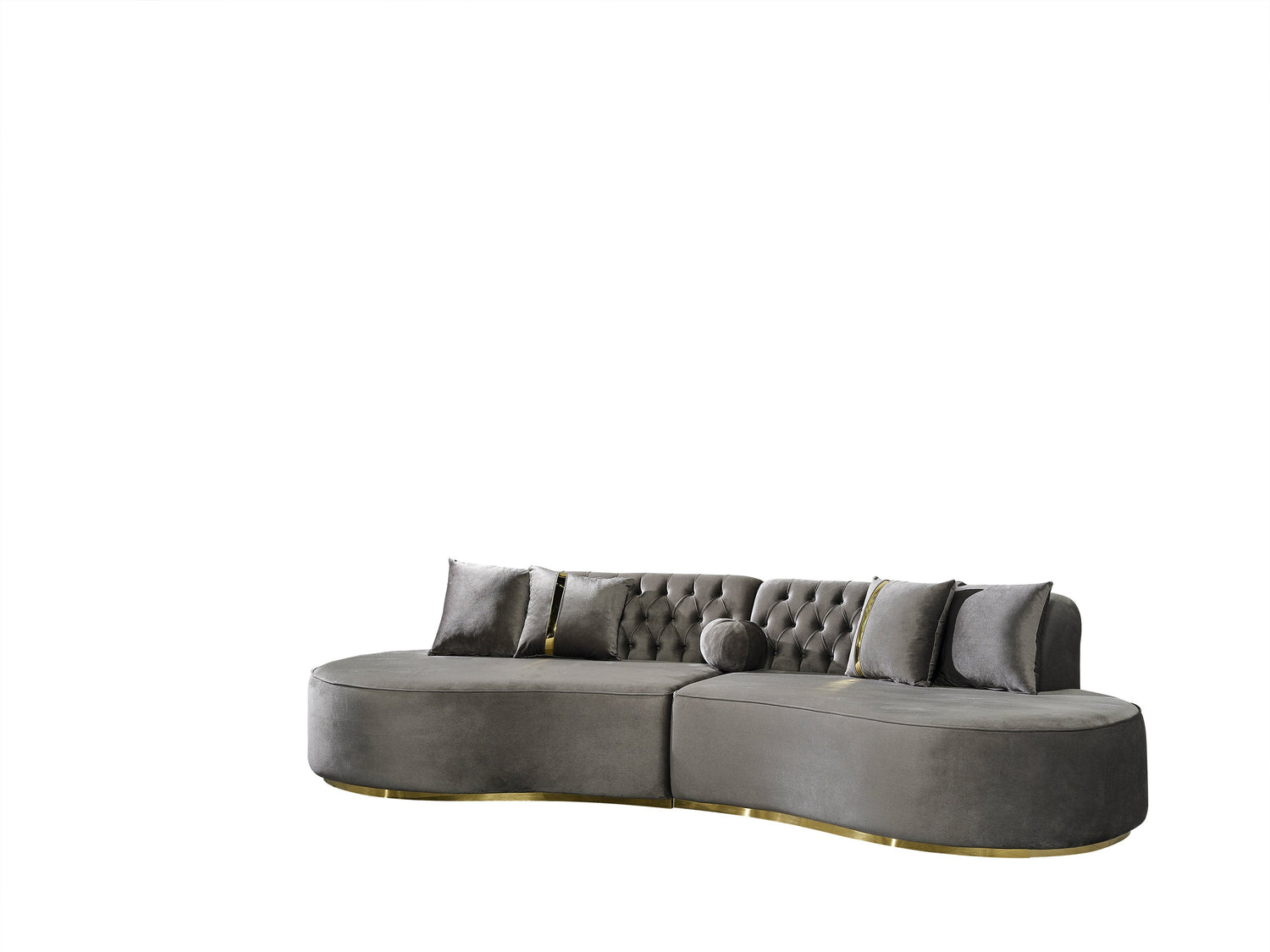 Ella Gray Velvet Curved Sectional - ELLAGRAY-SEC - Bien Home Furniture &amp; Electronics