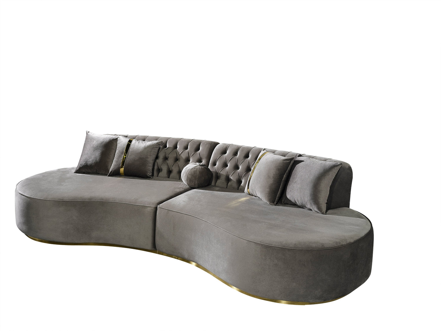 Ella Gray Velvet Curved Sectional - ELLAGRAY-SEC - Bien Home Furniture &amp; Electronics