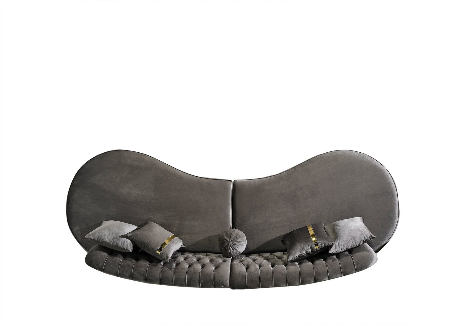 Ella Gray Velvet Curved Sectional - ELLAGRAY-SEC - Bien Home Furniture &amp; Electronics