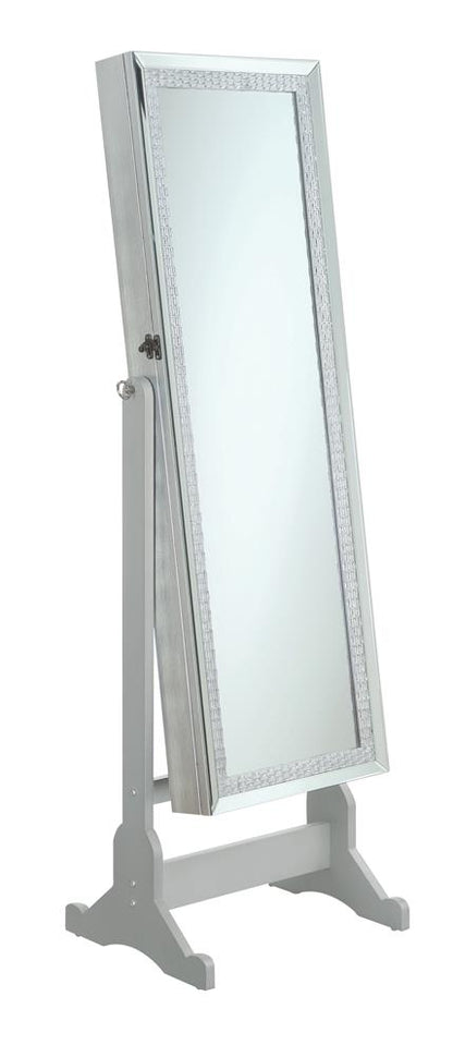 Elle Silver Jewelry Cheval Mirror with Crystal Trim - 902779 - Bien Home Furniture &amp; Electronics