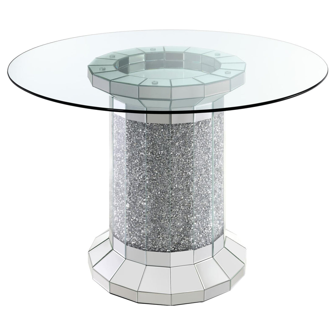 Ellie Mirror Pedestal Round Glass Top Counter Height Table - 115558 - Bien Home Furniture &amp; Electronics