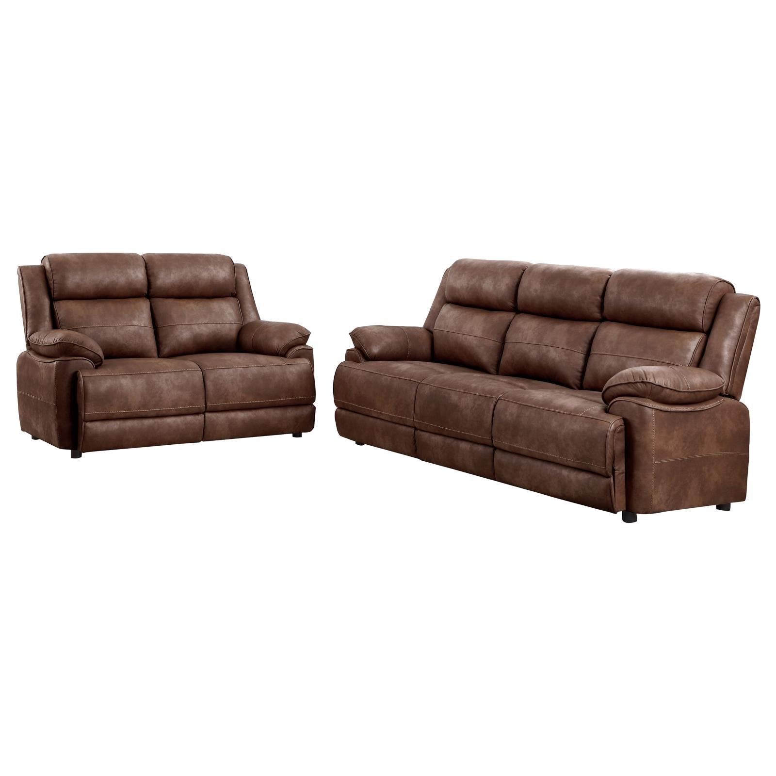 Ellington 2-piece Upholstered Padded Arm Sofa Set Dark Brown - 508281-S2 - Bien Home Furniture &amp; Electronics
