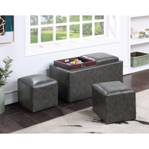 Elly Gray Storage Cocktail Ottoman - SH3552GRY - Bien Home Furniture &amp; Electronics