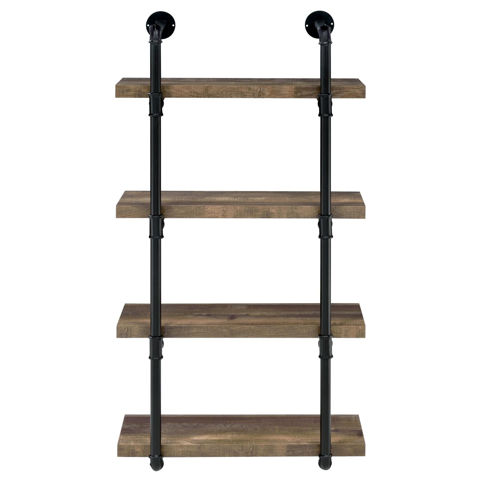 Elmcrest 24-inch Wall Shelf Black/Rustic Oak - 804426 - Bien Home Furniture &amp; Electronics
