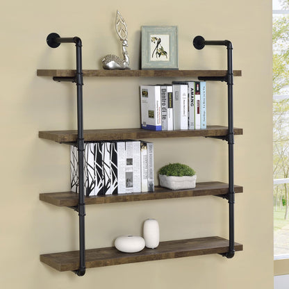 Elmcrest 40-inch Wall Shelf Black/Rustic Oak - 804417 - Bien Home Furniture &amp; Electronics