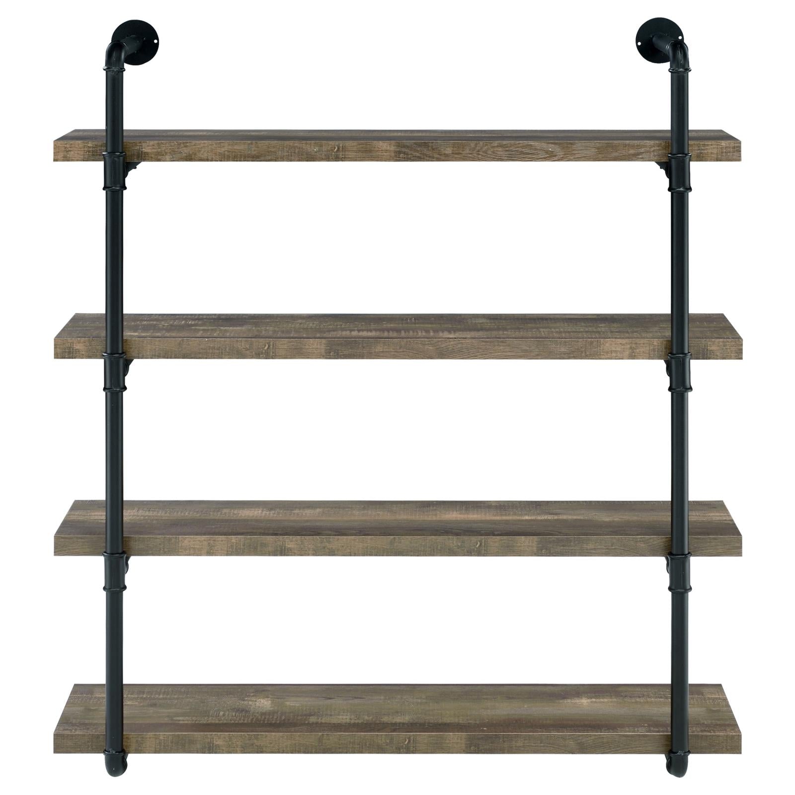 Elmcrest 40-inch Wall Shelf Black/Rustic Oak - 804417 - Bien Home Furniture &amp; Electronics