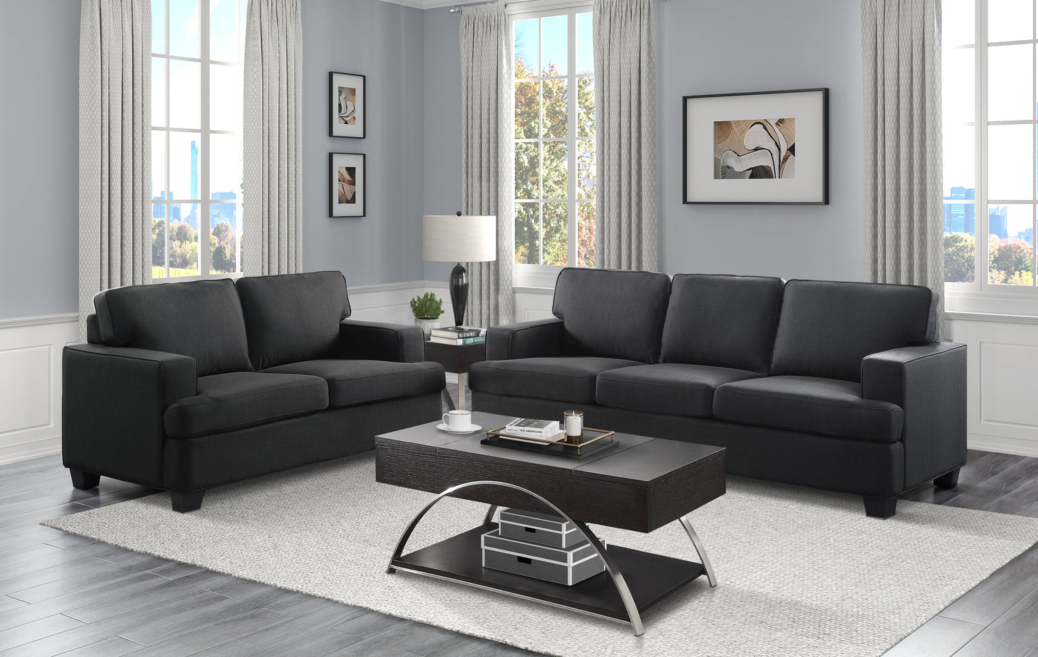 Elmont Black Loveseat - 9327BK-2 - Bien Home Furniture &amp; Electronics