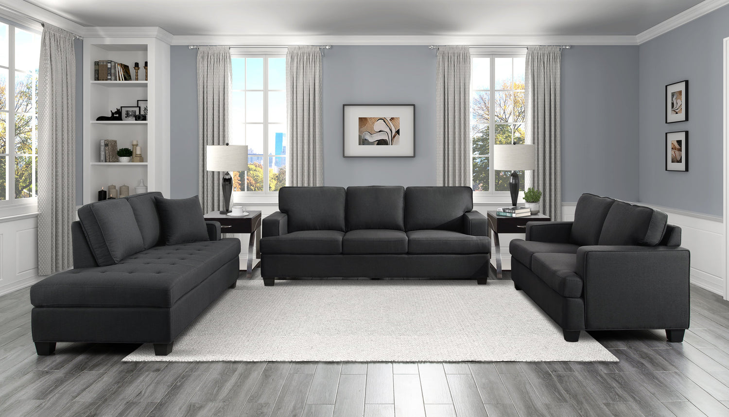 Elmont Black Loveseat - 9327BK-2 - Bien Home Furniture &amp; Electronics