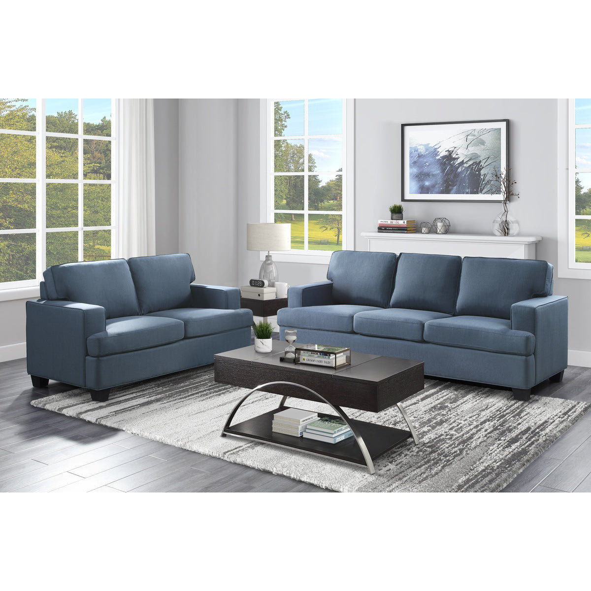 Elmont Blue Sofa - 9327BU-3 - Bien Home Furniture &amp; Electronics