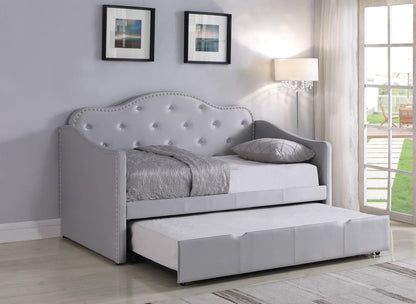 Elmore Pearlescent Gray Upholstered Twin Daybed with Trundle - 300629 - Bien Home Furniture &amp; Electronics