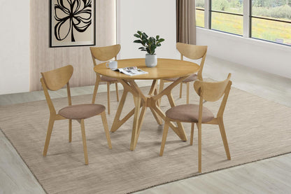 Elowen 5-piece Round Solid Wood Dining Set Light Walnut - 108440-S5 - Bien Home Furniture &amp; Electronics