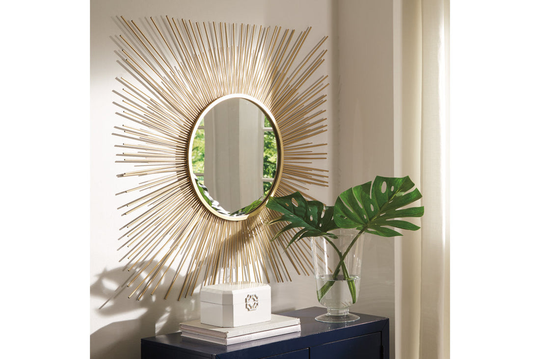 Elspeth Gold Finish Accent Mirror - A8010124 - Bien Home Furniture &amp; Electronics