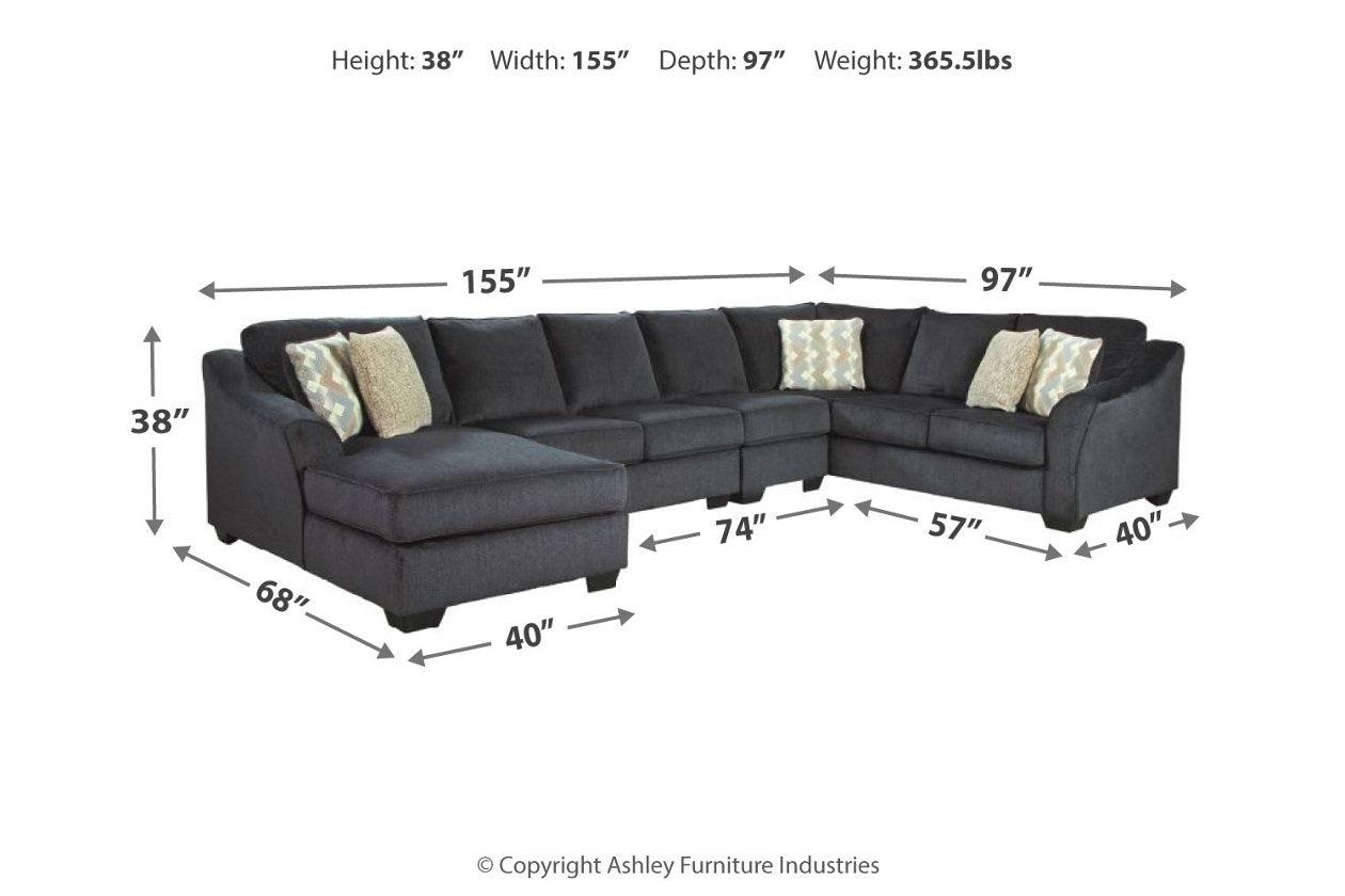 Eltmann Slate Large LAF Sectional - SET | 4130316 | 4130334 | 4130349 | 4130346 | 4130308 - Bien Home Furniture &amp; Electronics