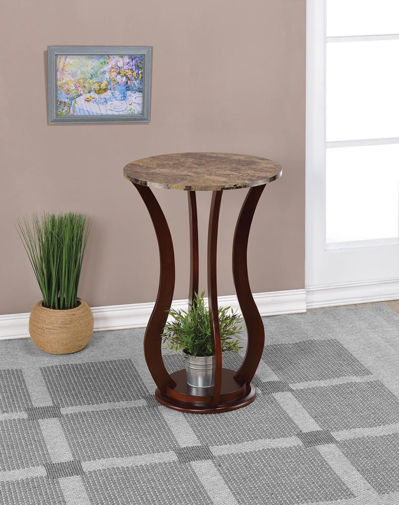 Elton Brown Round Marble Top Accent Table - 900926 - Bien Home Furniture &amp; Electronics