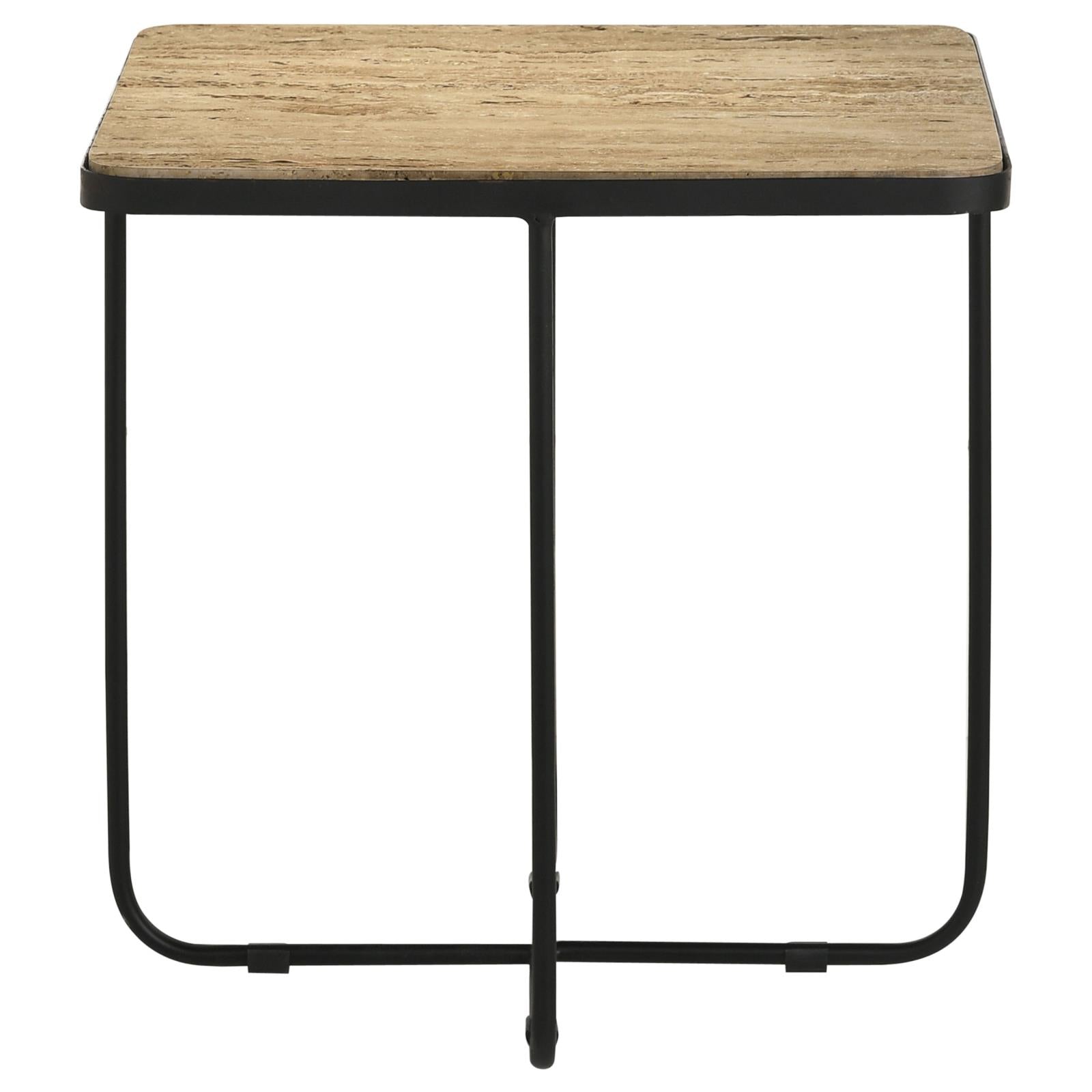 Elyna Travertine/Black Square Accent Table - 935855 - Bien Home Furniture &amp; Electronics