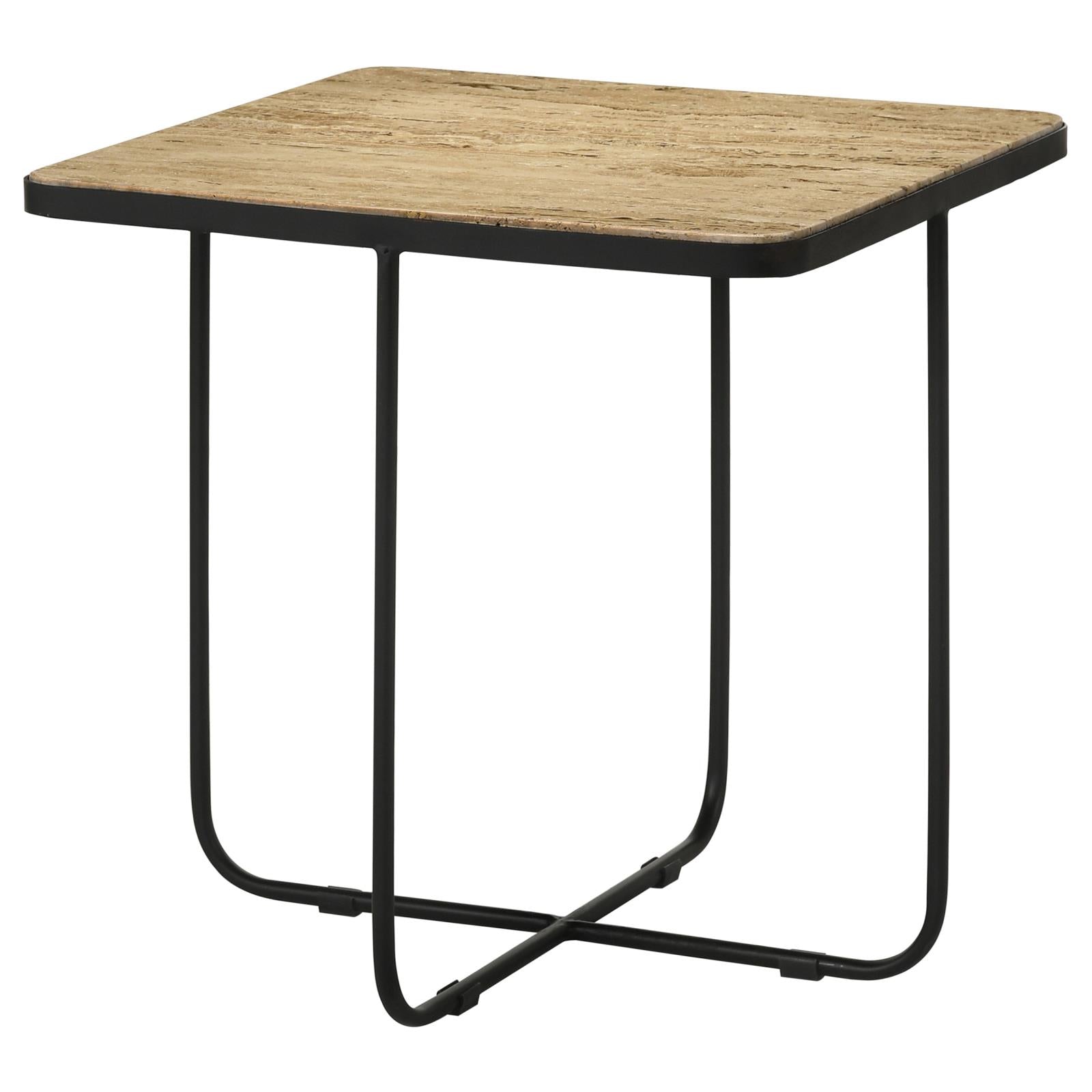 Elyna Travertine/Black Square Accent Table - 935855 - Bien Home Furniture &amp; Electronics