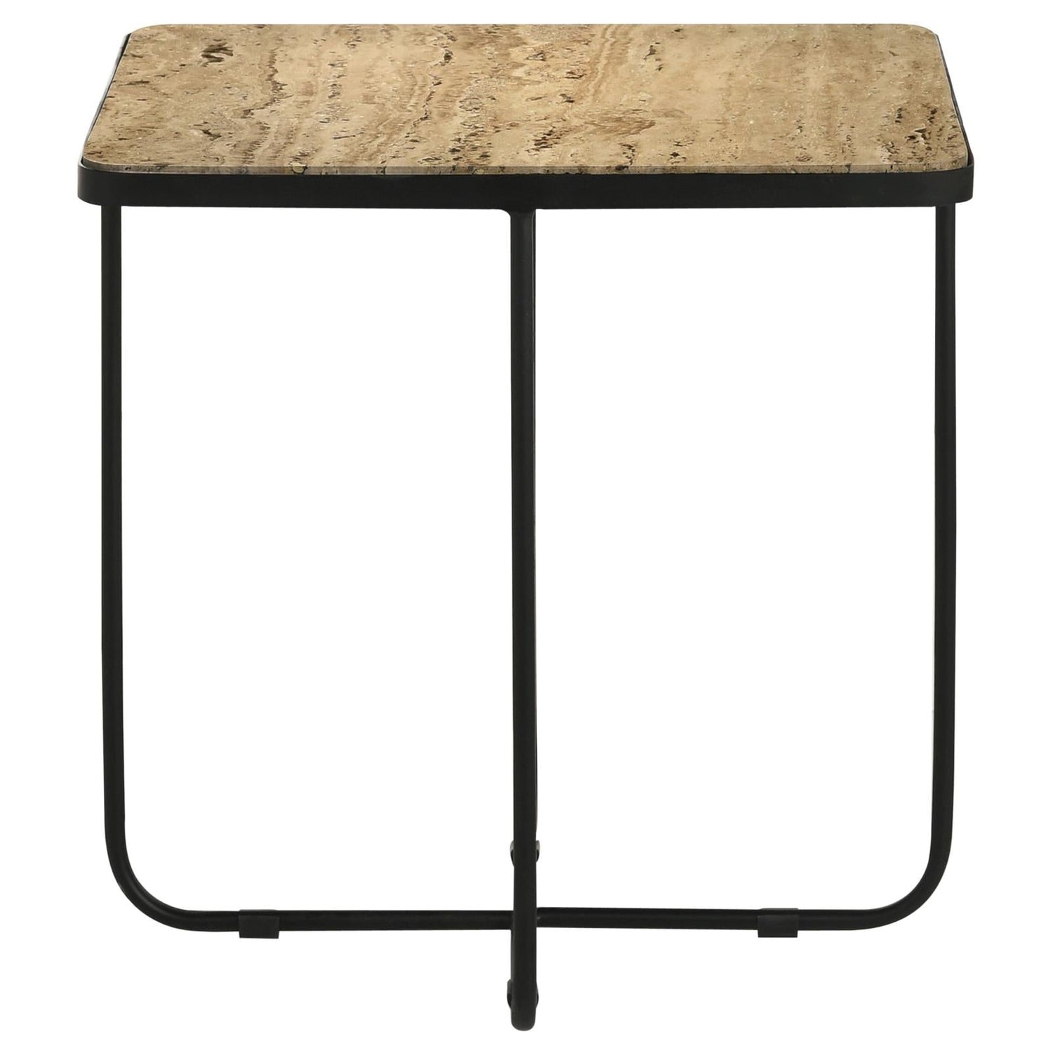 Elyna Travertine/Black Square Accent Table - 935855 - Bien Home Furniture &amp; Electronics