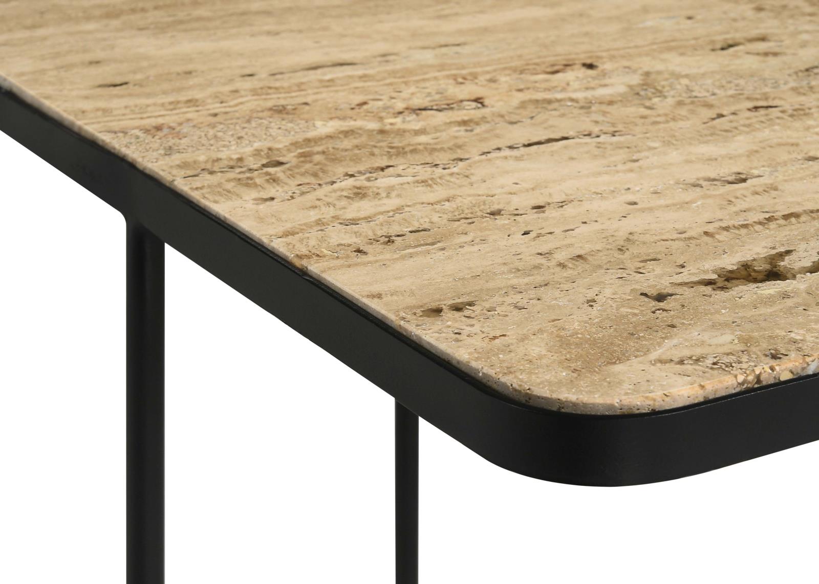 Elyna Travertine/Black Square Accent Table - 935855 - Bien Home Furniture &amp; Electronics