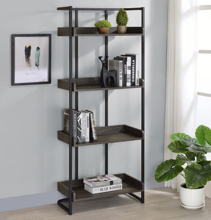 Ember Dark Oak/Sandy Black 4-Shelf Bookcase - 803412 - Bien Home Furniture &amp; Electronics
