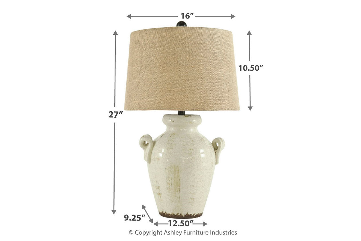 Emelda Cream Table Lamp - L100664 - Bien Home Furniture &amp; Electronics