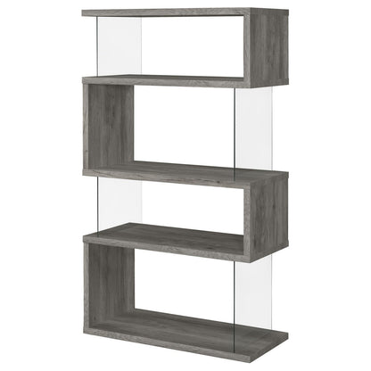 Emelle 4-Shelf Bookcase with Glass Panels - 802340 - Bien Home Furniture &amp; Electronics