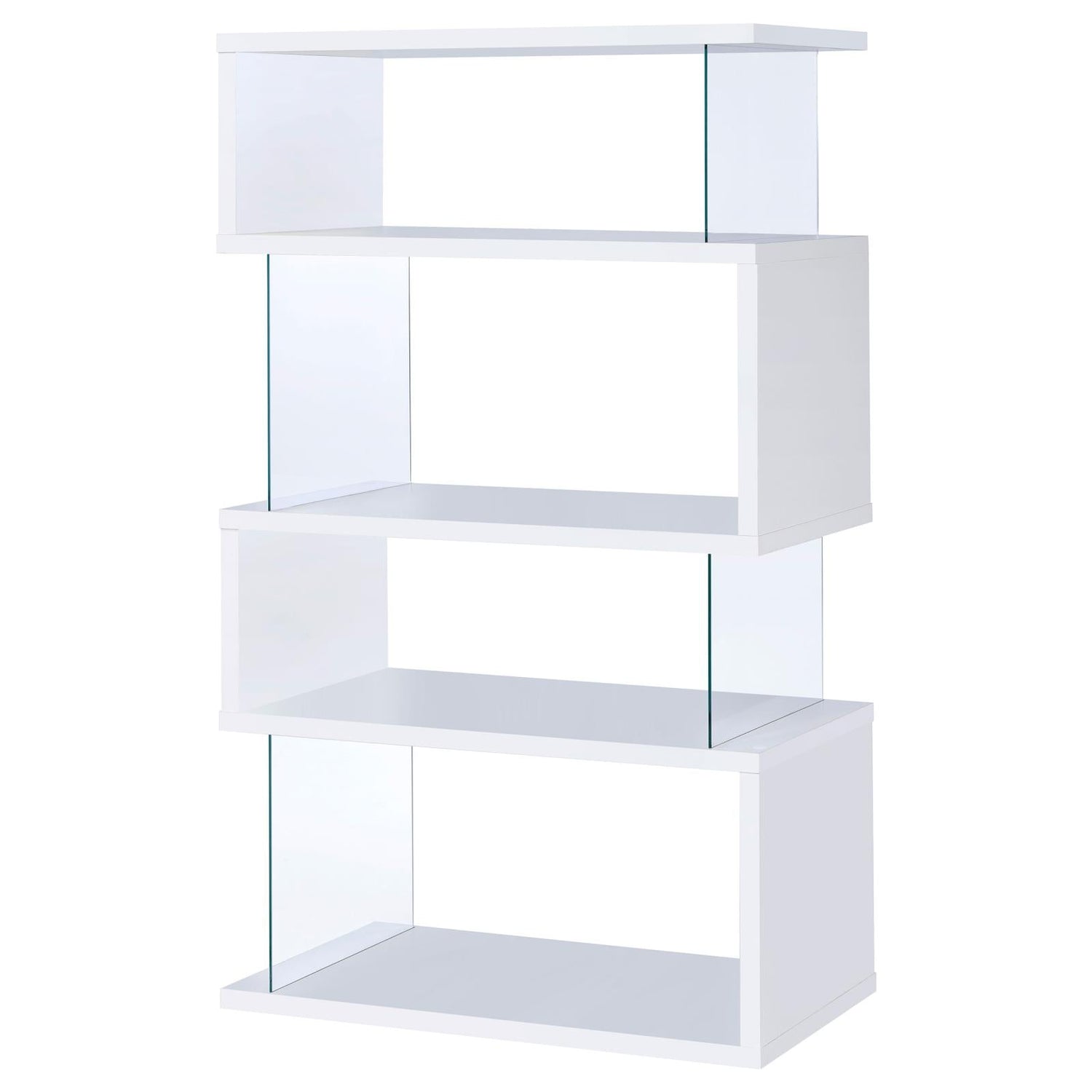 Emelle White/Clear 4-Tier Bookcase - 800300 - Bien Home Furniture &amp; Electronics