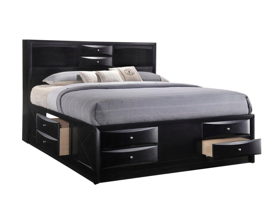 Emily Black King Storage Platform Bed - SET | B4285-K-HBFB | B4285-K-DRW-L | B4285-K-DRW-R | B4285-K-RAIL - Bien Home Furniture & Electronics