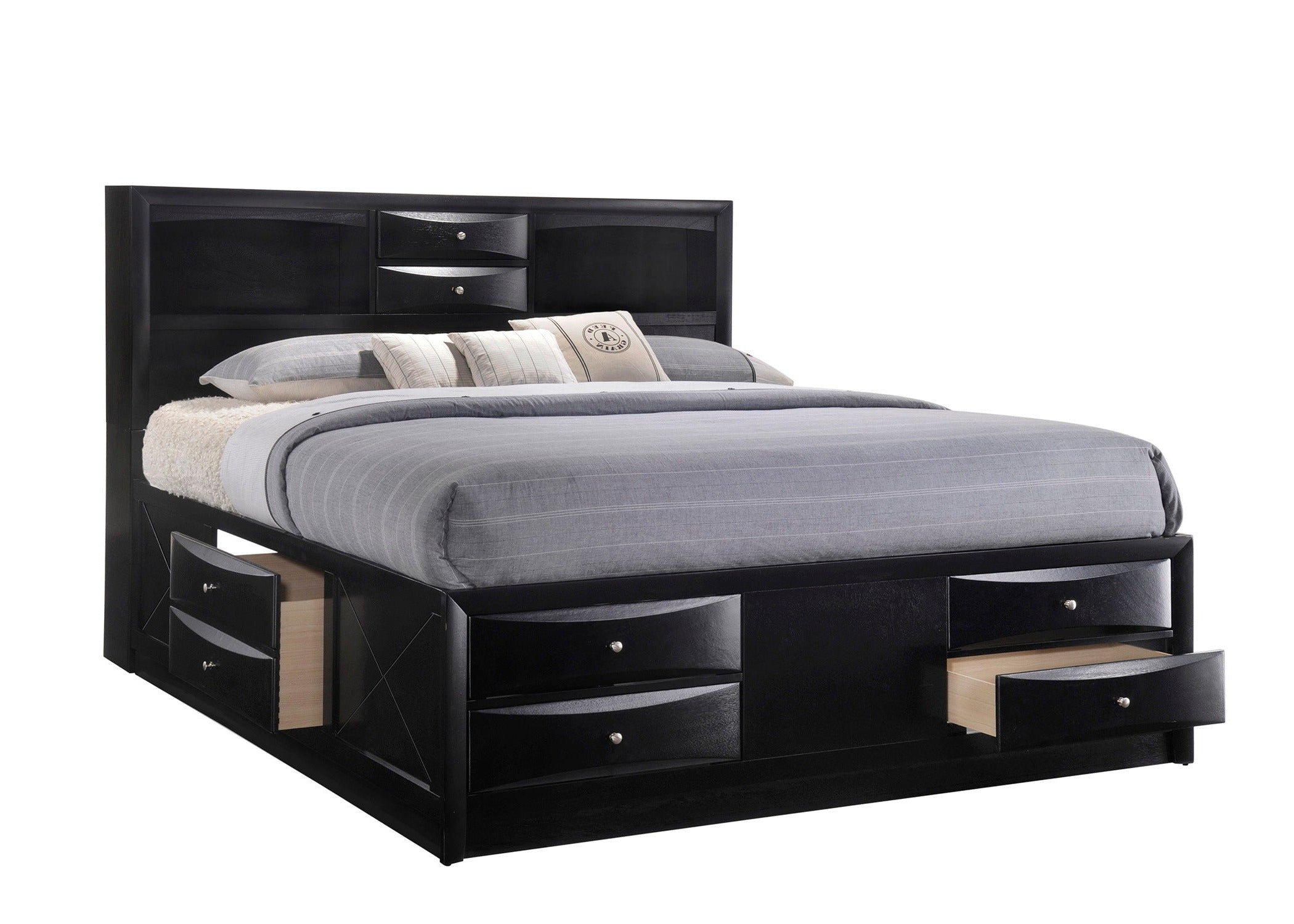 Emily Black King Storage Platform Bed - SET | B4285-K-HBFB | B4285-K-DRW-L | B4285-K-DRW-R | B4285-K-RAIL - Bien Home Furniture &amp; Electronics